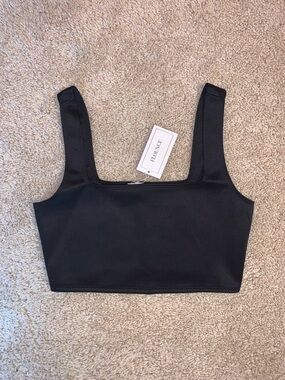 NWT Flounce Club Women’s Black Square Neck Ultra Cropped Slinky Crop Top US 6